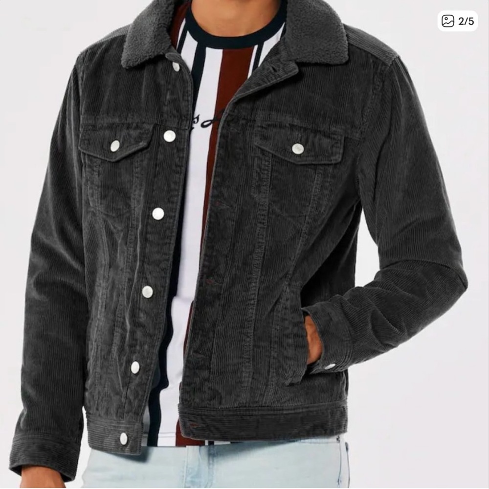 Hollister Black Corduroy trucker jacket